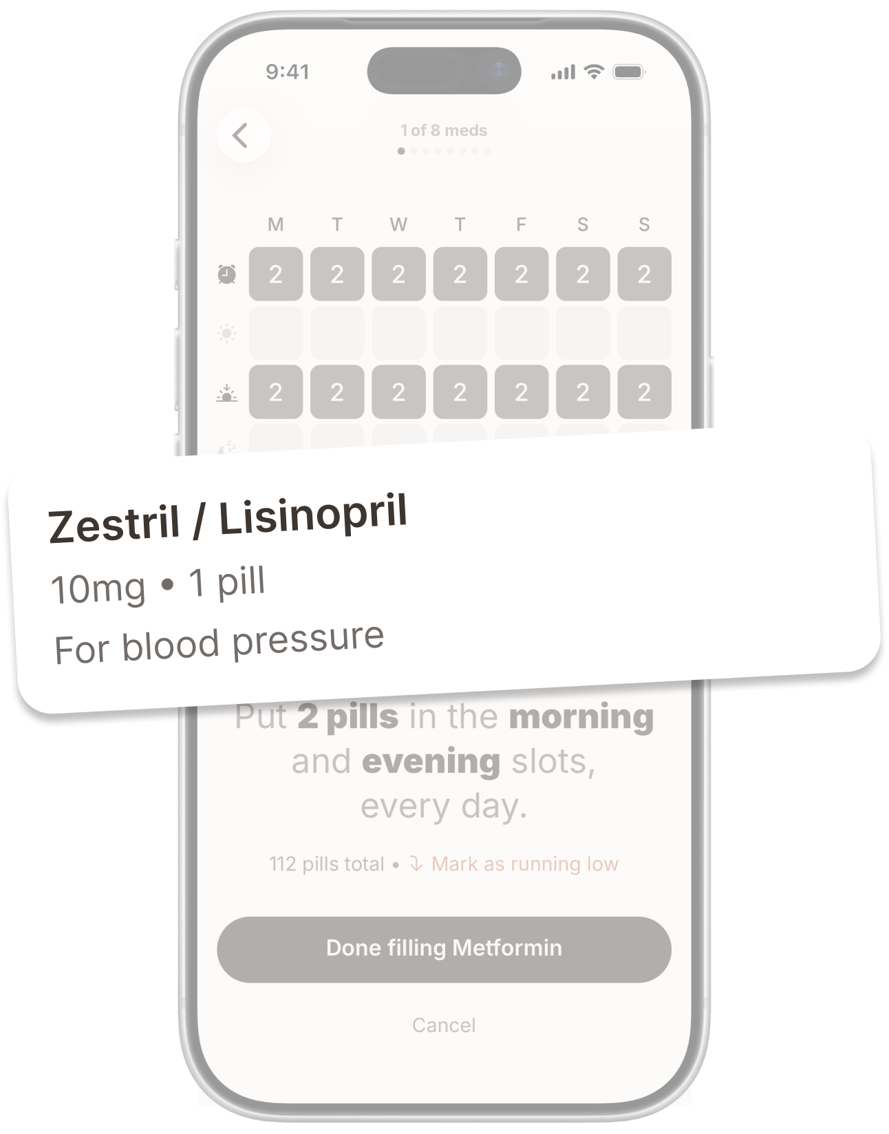 With medication list showing brand and generic names grouped as one medication